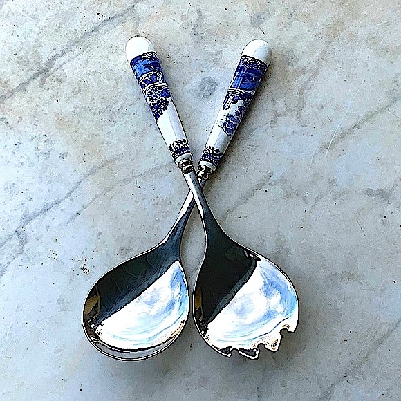 SPODE BLUE ITALIAN SALAD SERVERS SET OF 2 NIB NEW - Picture 5 of 11